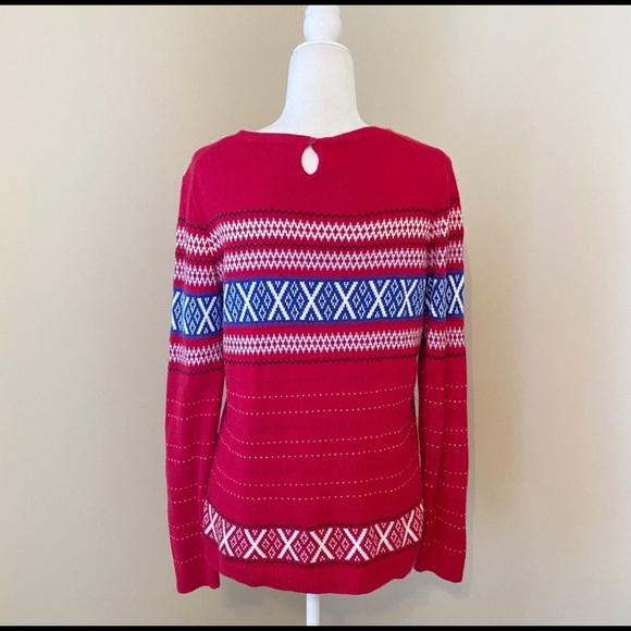 Talbots red fair isle sweater. Size medium. EUC - Picture 3 of 5